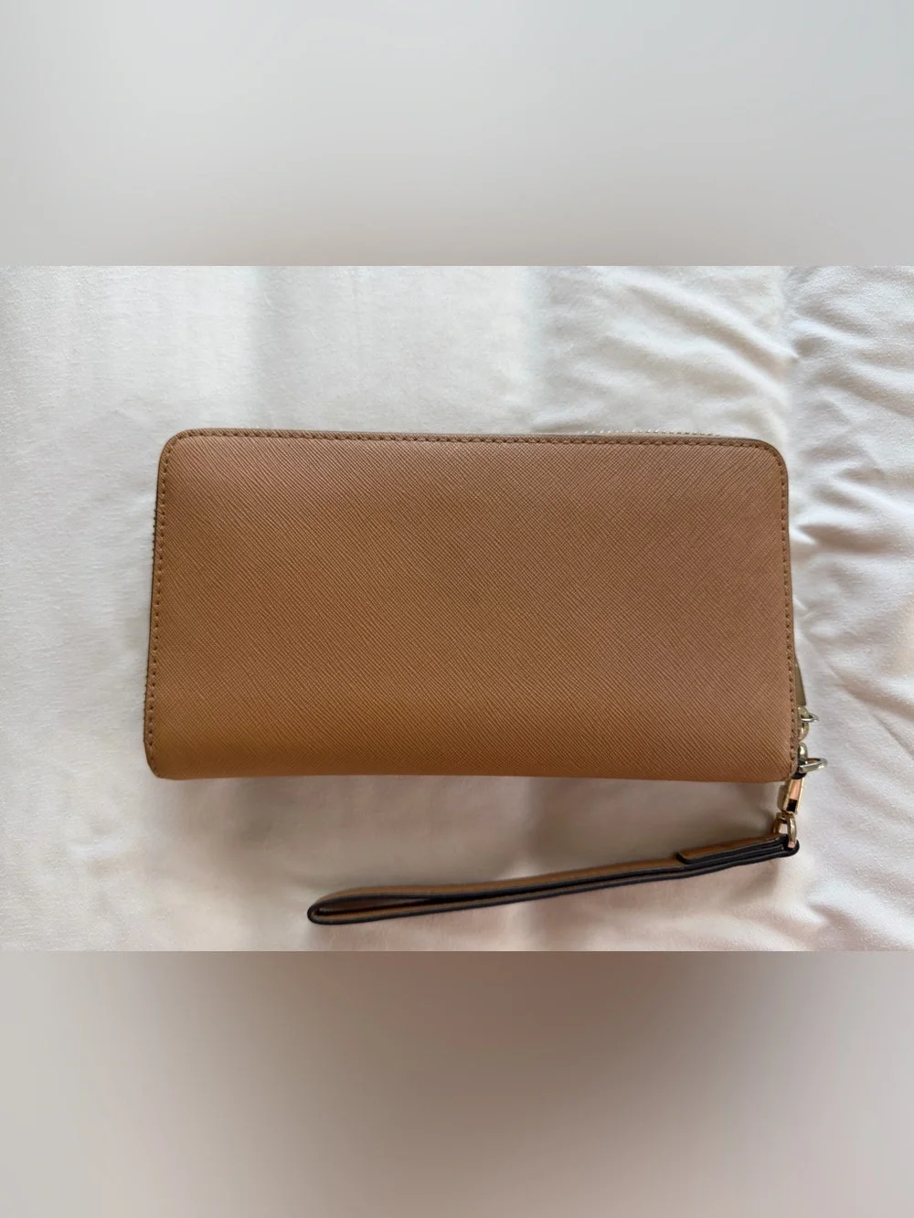 Tory Burch Camel Tan Saffiano Leather Zip Wristlet - Picture 4 of 4